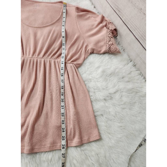 Isabel Maternity Womens Casual Top‎ Pink Short Sleeve Stretch Lace Knit Plus XXL - Picture 4 of 6